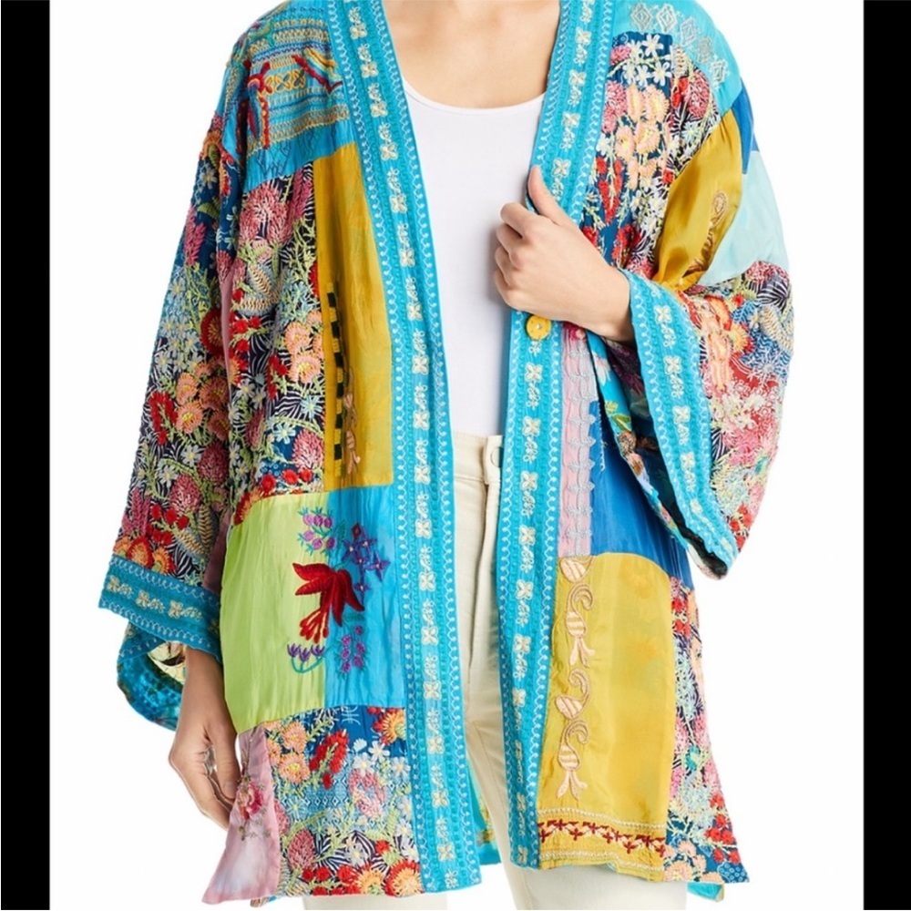 Johnny Was Samba Patchwork Reversible Kimono Flor… - image 1
